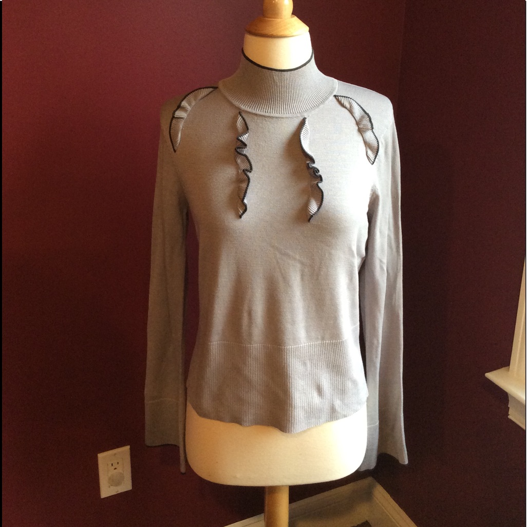 Max Studio Silk Blend Ruffle Turtleneck Sz S
